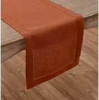 Solino Home 100% Pure Linen Table Runner Cinnamon Hemstitch, 14 x 60 in - Image 2