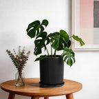 Deep Dream 8 Inch Ceramic Pots for Plants, Heavy Plant Pot for Indoor Outdoor Plants, Large Plant Pot with Drainage Hole and Saucer, Modern Tall Flower Pot, Gifts for Plant Lovers, Black - Image 4