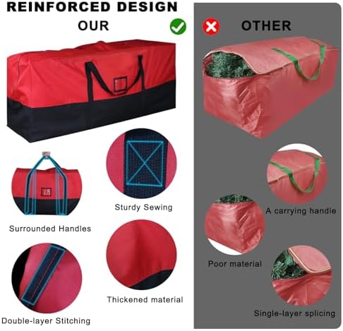 Christmas Tree Storage Bag, 9 ft, 600D Oxford, RED & BLACK - Image 5
