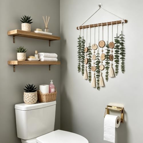 Artificial Eucalyptus Wall Decor Fake Greenery Leaves Stems Wall Hanging Plants on 16.5 inch Wooden Stick Boho Rustic Farmhouse Decor for Bedroom Kitchen Dining Room Bathroom - Image 6