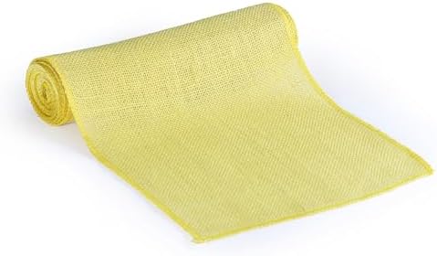 MDS® Pack of 15 Natural Burlap Table Runner, 12 x 108 Inch, Jute Rustic Farmhouse Boho Table Decor for Wedding Reception, Dining Table, Bridal Shower, Baby Shower & Party Decorations - Yellow - Image 4