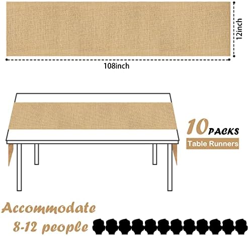 10 Pack Burlap Table Runners - Wedding & Rustic Styles, Farmhouse Party (12 x 108 Inch) - Image 2