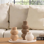 Ceramic Vase Home Table Decor - Flower Vase Set of 3 Living Room Kitchen Decorations Farmhouse Modern Rustic Vases Decorative Centerpiece for Shelf Bedroom Office Bathroom Dining Coffee Desk - Image 4