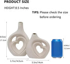 Cream White Ceramic Heart Shaped Vases Set of 2 - Image 3