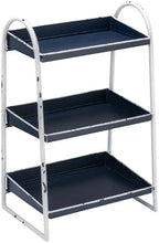 Creative Co-Op Heavily Distressed Navy 3-Tier Metal Tray with White Frame & Rim by Unknown