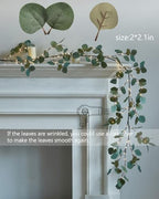 Fudios Lighted Twig Eucalyptus Garland 6FT 96 Warm White LED Battery Operated with Timer for Mantle Fireplace Wedding Party Spring Bedroom Decoration Indoor Outdoor Use - Image 3