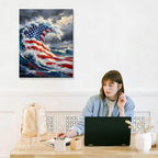 July 4th Patriotic Canvas Wall Art 4th of July USA Decorations American Flag Ocean Waves Abstract Picture Wall Decor Independence Day Home Decor 16x20in - Image 7