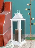 Serene Spaces Living Hurricane Lanterns with Clear Glass Panels, Perfect for Home Decor, Parties & Events, Table Top Or Hanging Lantern for Indoor & Outdoor, 7.5" Square & 19" Tall - Image 4
