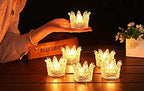 Vixdonos Crown Glass Tealight Candle Holder Set of 12 Clear Votive Candle Holders for Wedding, Party and Home Decor - Image 3