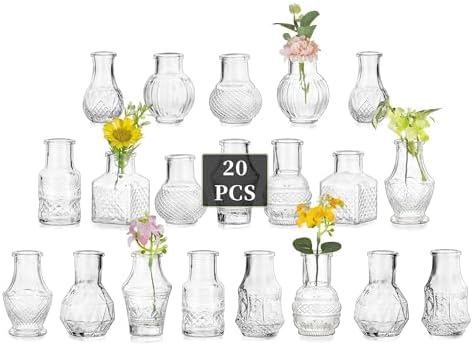 Glasseam Mini Bud Vases for Centerpieces: 20Pcs Clear Glass Vases in Bulk by Glasseam