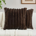 FUTEI Pack of 2 Faux Mink Fur Throw Pillow Covers 26x26 Inch, Dark Coffee by FUTEI