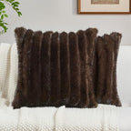 FUTEI Pack of 2 Faux Mink Fur Throw Pillow Covers 20x20 Inch, Dark Coffee by FUTEI