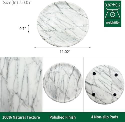MARMOR Natural Calacatta Marble Tray, Luxury Vanity Tray for Bathroom Counter, Perfume Organizer, Jewelry Tray, Candle Holder Decor, Kitchen Countertop Organizer, Elegant Home Decorative Tray Gift - Image 5