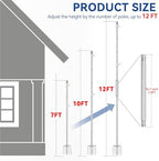 ZMTECH 7 FT Flag Pole in Ground, Heavy Duty Flag Pole Holder for Outside House with 5 Pronges Base, Extra Thick Flag Pole Kit for Yard Outdoor Garden Decor Residential Commerical Silver - Image 2