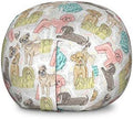 Ambesonne Dogs Storage Toy Bag Chair, Pattern with Little Purebred Puppy Dogs Bichon Pug Spitz Dachshund Poodle Shih Tzu, Stuffed Animal Organizer Washable Bag, Large Size, Pink White by Ambesonne