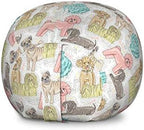 Ambesonne Dogs Storage Toy Bag Chair, Pattern with Little Purebred Puppy Dogs Bichon Pug Spitz Dachshund Poodle Shih Tzu, Stuffed Animal Organizer Washable Bag, Large Size, Pink White by Ambesonne