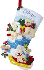 Bucilla Felt Applique 18" Stocking Making Kit, Polar Bear Buddies, Perfect for DIY Arts and Crafts, 89465E - Image 6