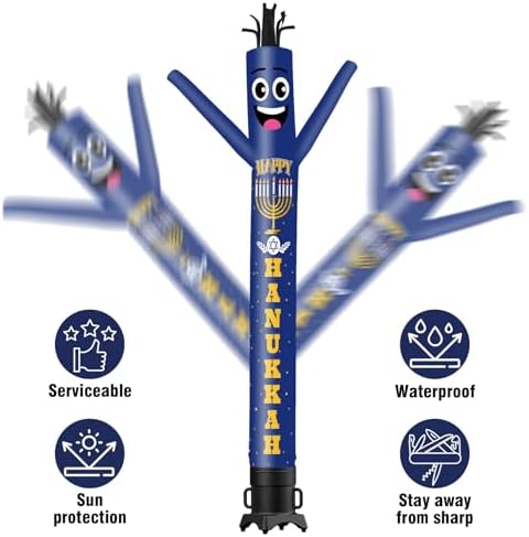 10FT Tall Hanukkah Inflatable Tube Man (12''Diameter) Wacky Wavy Dancing Guy for Outdoor Decoration Advertising Business Promotion - Happy Hanukkah (Blower Not Included) - Image 4