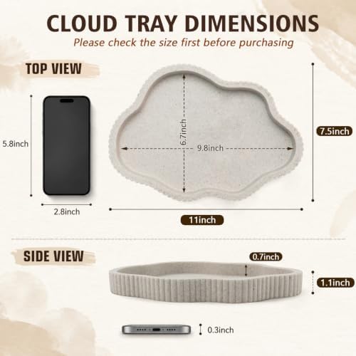 Coffee Table Tray for Home Decor,11" Cloud Sandstone Decorative Tray for Coffee Table Decor,Modern Organizer for Living Room&Kitchen Counter(Model A) - Image 3