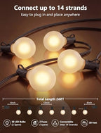 GOOTHY 50Ft LED Outdoor Patio String Lights - Waterproof Globe Lights with 52 Shatterproof Frosted Bulbs, Connectable for Wedding, Party, Christmas & Garden Decor, Black Wire - Image 2