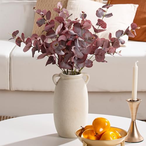 Dobbyby Ceramic Flower Vase 12 inch Farmhouse Rustic Vase Decorative Pottery Terracotta Tall Vases for Home Decor Table Mantle Fireplace Living Room Bathroom Wedding Centerpiece(Large-White) - Image 5