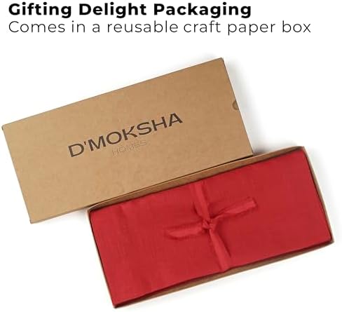 Classic Linen™ by D'Moksha, Bright Red Table Runner 60 Inches, 100% Pure Linen, Coffee Table Runner, 14 x 60 Inch for Dresser Tables- Fall, Weddings, Outdoor Hosting - Image 4
