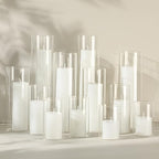 Shihanee 6 Glass Cylinder Vase Pillar Candle,White,Set of 12 - Image 7