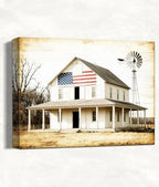 July 4th Patriotic Canvas Wall Art 4th of July USA Decorations Rustic Old Barn Artwork American Flag Painting Independence Day Home Decor 16x24in by HomeifHue