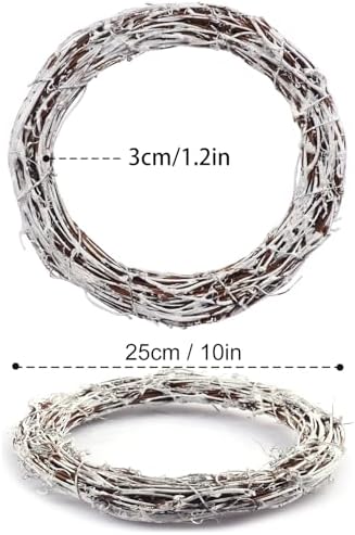 7 Pcs 10 inch Natural Grapevine Wreath Set, Hand-Woven Vine Branch Wreaths for DIY Crafts, Christmas Decorations, Home & Event Styling(White) - Image 2