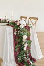 Ling's moment Flower Garland, 6FT Eucalyptus & Rose Marsala & Blush 02 - Image 2