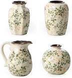 Ceramic Flower Small Vase for Home Decor, Vintage Green Mini Vase Set of 4 - Image 7