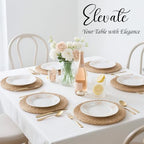 13" Round Placemats Set of 12, Rattan Place Mats for Dining Table Decor, Rustic Woven Wicker Chargers for Dinner Plates, Outdoor Patio, Farmhouse Wedding, Boho Water Hyacinth Braided Placemat - Image 2