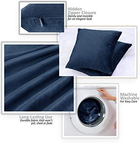 Nestl Throw Pillow Covers, Cozy Velvet Decorative Autumn Pillow Covers 22 x 22 Inches, Soft Solid Couch Pillow Covers for Sofa, Bed and Car, Set of 4 - Navy Blue - Image 3