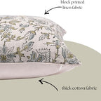 Decorative Pillow Cover French Country Pillow Cover Cottage Decor Floral Block Print, Farmhouse Decorative Cushion Cover, Striped Pillow Cover Line and Loop (Powder Blue-Spring Green) - Image 2