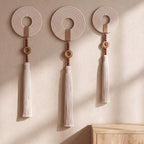 Tegeme 3 pcs Macrame Wall Hanging decor, Woven Tassel, Beige, Wood by Tegeme