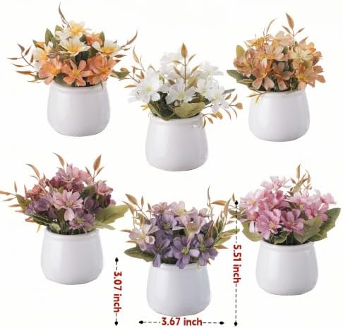 LUEUR 6PCS Artificial Fall Flowers with Ceramic Vase - Image 7