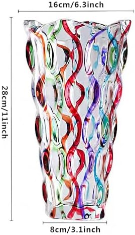 Hand Painted Colorful Vase 11" Tall,Flower Vase Decor for Home Dining Table Living Room,Office Wedding Holiday Party,Handmade Decorative Flower Vase (Colorful) - Image 2