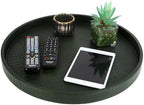 HofferRuffer Round Serving Tray 20'', Elegant Faux Leather Circle Ottoman Table Tray, Serve Tea Coffee Breakfast in Bedroom Living Room Kitchen(Green, 20") - Image 3