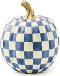 MACKENZIE-CHILDS Resin Pumpkin, Small, Blue-and-White Royal Check by Unknown