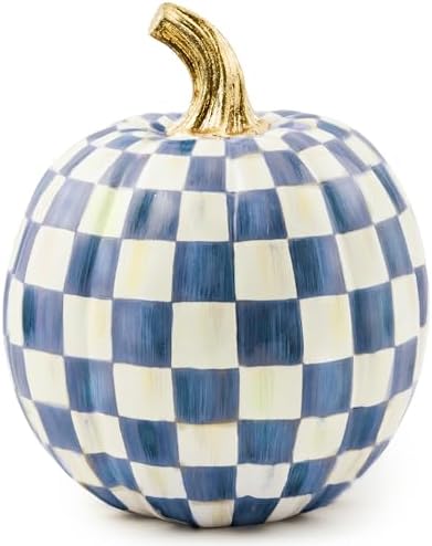 MACKENZIE-CHILDS Resin Pumpkin, Small, Blue-and-White Royal Check by Unknown