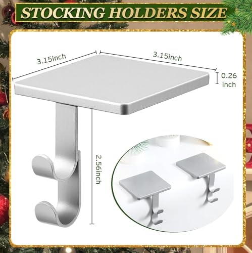 Zhengmy 6 Pcs 2 in 1 Fireplace Stocking and Garland Hangers Heavy Duty Metal Christmas Stocking Holder for Mantle, Two Hooks Hangers for Garland Balls Fireplace Xmas Holiday Party Decoration (Silver) - Image 3