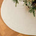 36 Inch White Knitted Christmas Tree Skirt Small Thick Cable Knit Round Cream for 4ft 5ft Tree Rustic Farmhouse Neutral Christmas Decor Tree Base Cover Xmas Home Decor (White-03) by Noiclub