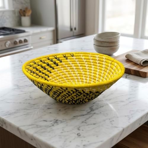 Handwoven African Basket Bowl for Fruits Wall Decor 12in diameter - Image 5