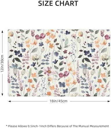 Flower Placemats Set of 6, Spring Watercolor Vintage Nature Patterns, Kitchen Dining Party Waterproof Heat Resistant Table Runner, 12x18 Inches - Image 2