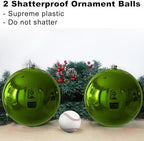 Lime Green 8.0" Extra Large Christmas Ornaments - Christmas Tree Decoration Balls Shatterproof Hanging Shiny Balls for Birthday St. Patrick's Day Easter Mardi Gras Wedding Decorations Set of 2pcs - Image 3