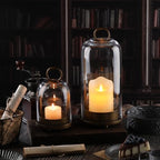 5" & 4" Wide Versatile Metal Candle Holder with Handmade Sturdy Glass Dome in Brass for Pillar Candle & Plants, 5.1" xH11.8 4" xH7.5, Industrial, Farmhouse, Shabby Chic. (2, Brass, Large & Small) - Image 5