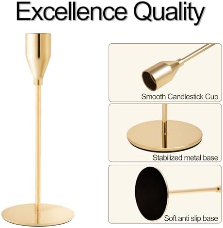 Gold Candlestick Holders, Metal Taper Candle Holders, Bulk Set of 27 - Image 3