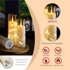 Flameless Candles,with Embedded Star String, Battery Operated Candles Flickering LED Pillar Candles with Remote Control and Timer, Home Decoration Add a Warm and Romantic Atmosphere，Set of 7 (White) - Image 3