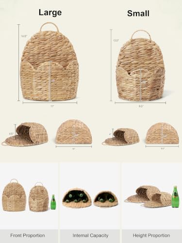 2 PC Door Basket Scalloped Hanging Storage Basket,Water Hyacinth Woven Wall Baskets for Front Door Decor, Hangable Storage Organize for Flowers,Planter,Mails,Wicker Baskets for Organizing Garden- S+L - Image 2