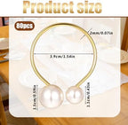 Set of 80 Pearl Napkin Rings, Gold Napkin Ring Holders with Faux Pearls - Image 2